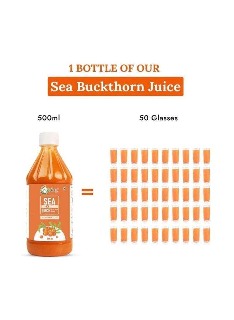 نوتري أورج Nutriorg Sea Buckthorn Juice 500ml | Himalayan Berries | Rich Omega 3,6,9,7 | Vitamin C Rich - Image 2