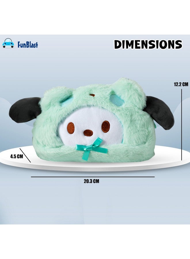 FunBlast Fur Pencil Pouch for Girls - Cute Cartoon Animal Pouch, Multi-Purpose Zipper Pouch for School Kids, Cosmetic Pouch for Girls, Coin Pouch, Travel Pouch, Pouches for School/Office (Green-) - Image 3