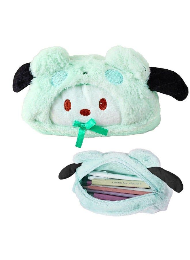 FunBlast Fur Pencil Pouch for Girls - Cute Cartoon Animal Pouch, Multi-Purpose Zipper Pouch for School Kids, Cosmetic Pouch for Girls, Coin Pouch, Travel Pouch, Pouches for School/Office (Green-) - Image 1