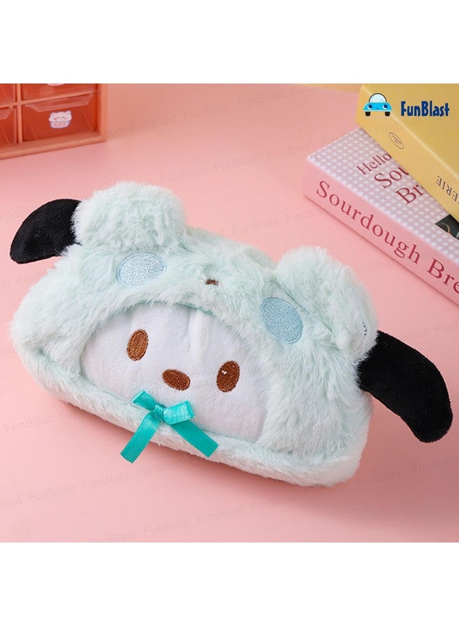 FunBlast Fur Pencil Pouch for Girls - Cute Cartoon Animal Pouch, Multi-Purpose Zipper Pouch for School Kids, Cosmetic Pouch for Girls, Coin Pouch, Travel Pouch, Pouches for School/Office (Green-) - Image 5