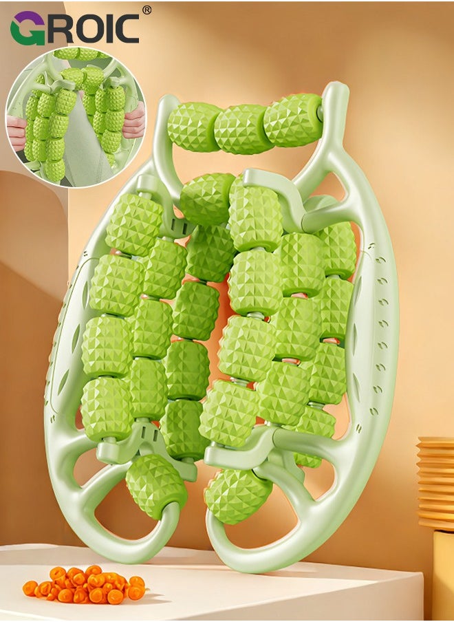 GROIC Massage Rolle with 3 Rows of 29 Wheels, Muscle Relaxation Calf Clip, Leg Meridians Relax Muscle Yoga Exercise Training Leg Roller Massager Muscle Roller Leg Massager for Gym Home  - Image 1