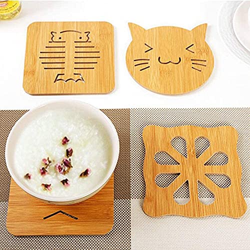 DHRUSIMI 6 PcsTableware Heat Resistant Non-Slip Eco-Friendly Bamboo Wooden Coasters Trivets Pot Mat for Kitchen Hotel Office Table Dining Table Keep Dishes, Plates, Kettles,Teapots,Bowls (6) - Image 5