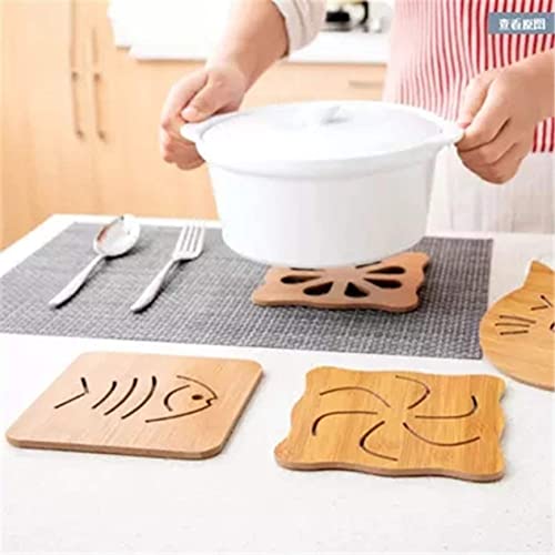 DHRUSIMI 6 PcsTableware Heat Resistant Non-Slip Eco-Friendly Bamboo Wooden Coasters Trivets Pot Mat for Kitchen Hotel Office Table Dining Table Keep Dishes, Plates, Kettles,Teapots,Bowls (6) - Image 4
