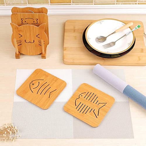 DHRUSIMI 6 PcsTableware Heat Resistant Non-Slip Eco-Friendly Bamboo Wooden Coasters Trivets Pot Mat for Kitchen Hotel Office Table Dining Table Keep Dishes, Plates, Kettles,Teapots,Bowls (6) - Image 3