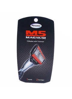 Personna Personna M5 Magnum System Handle with Tray and 2 Refill Cartridges, Orange 