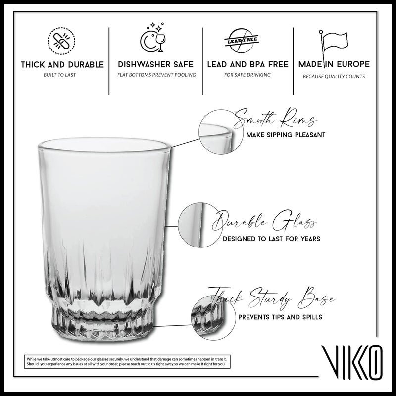 Vikko 5 Ounce Juice Glasses, Heavy Base SMALL Glassware for Drinking Orange Juice, Water, Perfect Cup for Children, Tasting, and Small Portions, Set of 6 Crystal Clear Glass Tumblers - Image 3