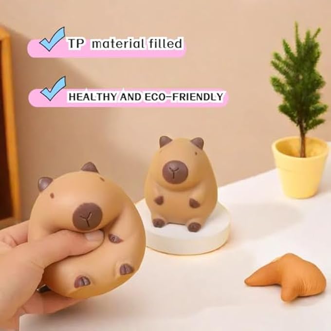 new boat Cute Capybara Stress Balls Squeeze Toy for Anxiety Relief, Capybara Squishy Toys for Adults and Kids, Squeeze Balls,Stretch and Squeeze Toys, Cute AnimalStress Relieve Toy,Ideal for Autism, ADHD - Image 2