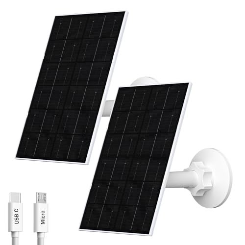 Zivif USB Solar Panel for Security Camera 4W Solar Charger for Rechargeable Battery Camera IP66 Waterproof 360 Adjustable Mount 98FT3M Cable 2 Pack - Image 1