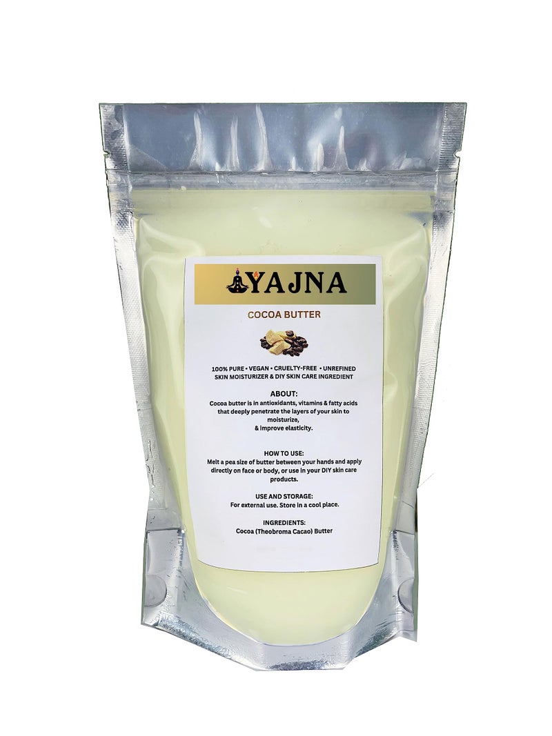 Yajna Organic Raw Cocoa Butter 100% Pure,Natural & Unrefined| Skin Moisturizer For Face, Body & Hair| 8 OZ/230 GM Ivory/White Grade A | DIY Creams, Balms, Lotions, Soaps| Softens Dry & Tough Skin - Image 1