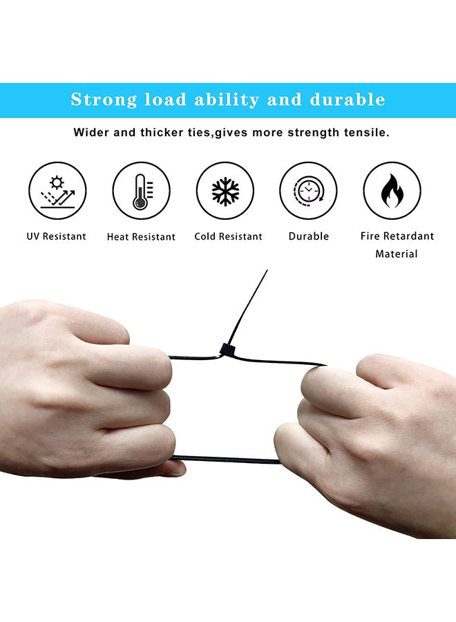 Loquat Nylon Cable Ties 100 Pcs Black Various Sizes Multi-Purpose Self-Locking Nylon Cable Management Suitable For Home, Office, Garden, Workshop Plastic Cable Ties Length 380mm - Image 4