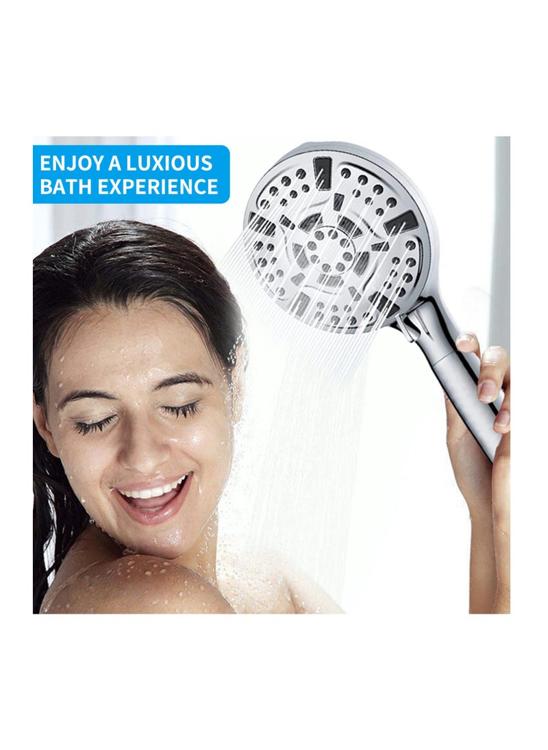 Excefore - Filtered Shower Head with Handheld, High Pressure Shower Head with Filters for Hard Water, 10 Modes Water Saving Shower Heads, Built-in Power Wash to Clean Tubs Tiles Walls Pets - Image 1