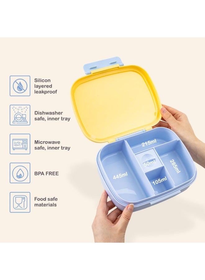 Hydrobrew Smart Serve Bento Lunch Box 1100 ml, 5 compartment - Sunny Sky - Image 4