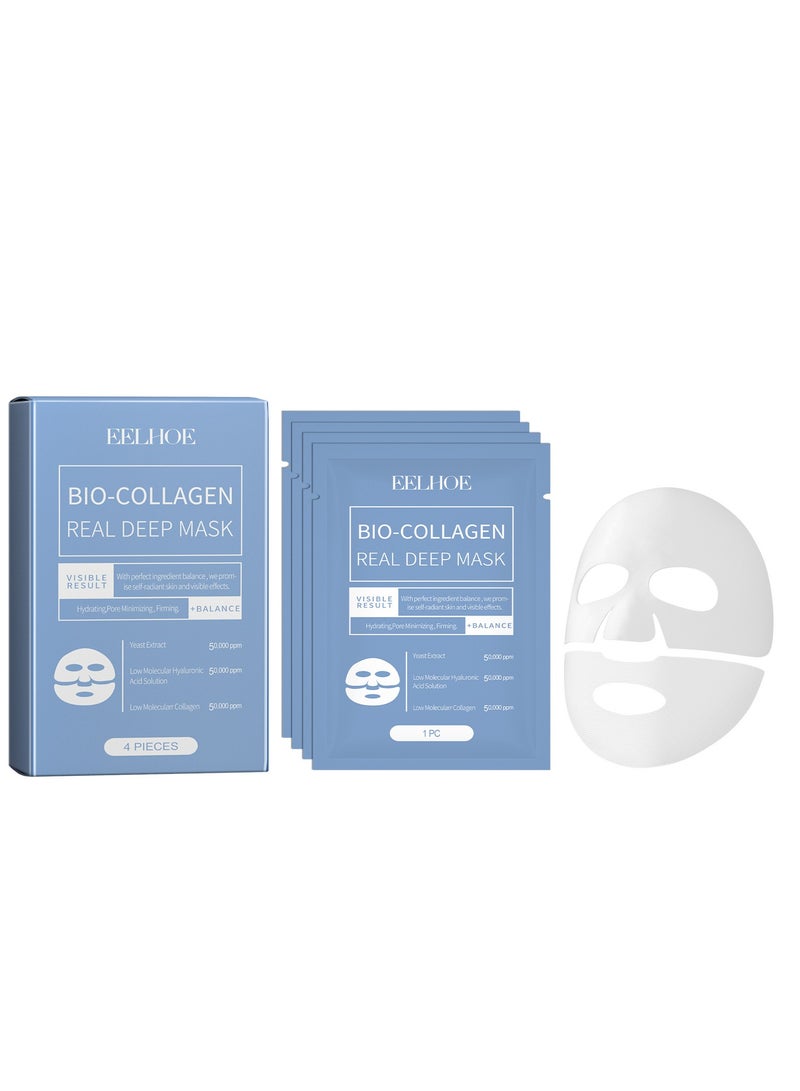 إيلهو قناع هيدروجيل وبيو-كولاجين ليلي منخفض الجزيئات للترطيب العميق وشد مسام البشرة وتنظيفها من بيودانس | عبوة 4 قطع × 34 جرام، حساس، مزيج، جاف - Image 1