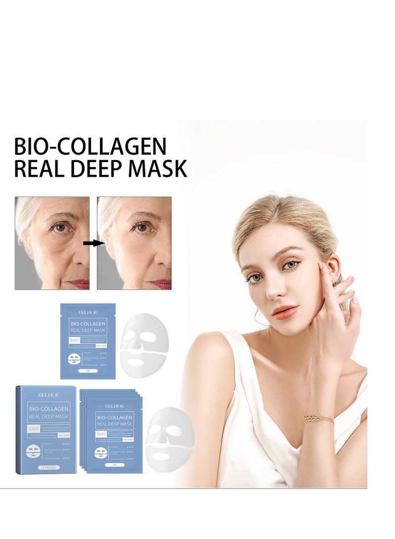 إيلهو قناع هيدروجيل وبيو-كولاجين ليلي منخفض الجزيئات للترطيب العميق وشد مسام البشرة وتنظيفها من بيودانس | عبوة 4 قطع × 34 جرام، حساس، مزيج، جاف - Image 2