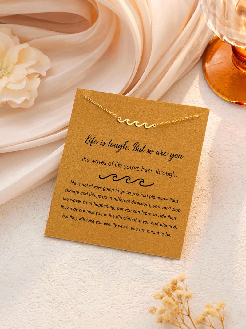 Baydurcan Gold Wave Necklace Get Well Gifts for Women Feel Better Grief Miscarriage Gifts for Women (Wave) - Image 4