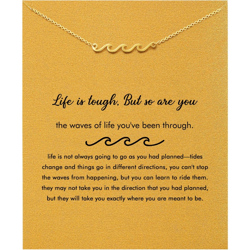 Baydurcan Gold Wave Necklace Get Well Gifts for Women Feel Better Grief Miscarriage Gifts for Women (Wave) - Image 1