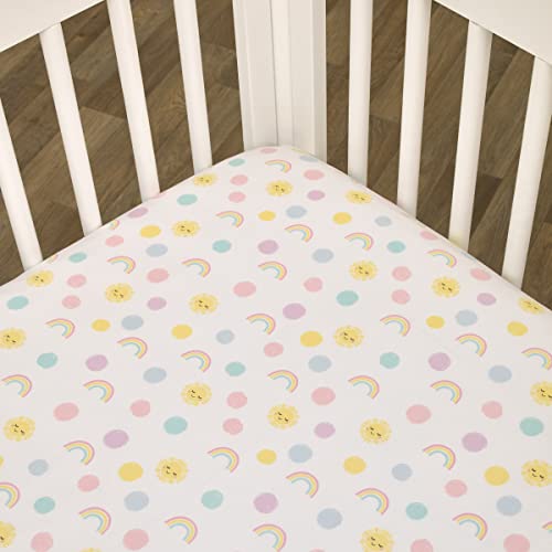 NoJo Happy Days Multicolored Rainbows and Suns 100 Cotton Nursery Fitted Crib Sheet - Image 3