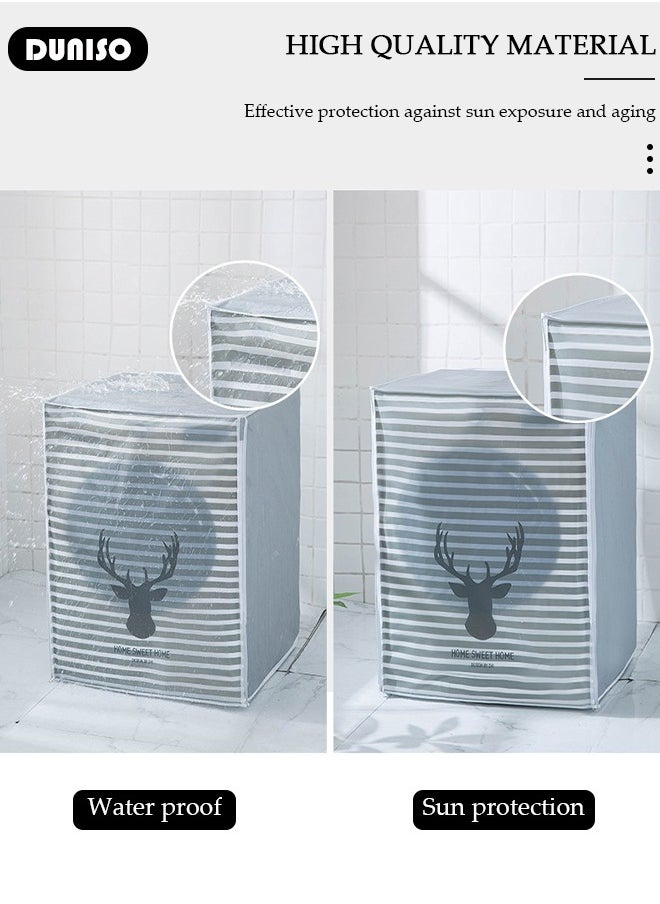 DUNISO Washing Machine Cover, Full-automatic Roller Washing Machine Cover with Zipper, Waterproof Sunscreen and Dustproof Protection Cover for Most Front Load Washer and Dryer  - Image 2