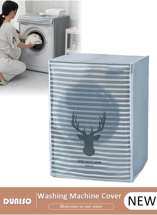 DUNISO Washing Machine Cover, Full-automatic Roller Washing Machine Cover with Zipper, Waterproof Sunscreen and Dustproof Protection Cover for Most Front Load Washer and Dryer  - Image 1