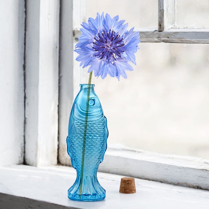 MDLUU 3-Pack Fish Shaped Glass Bottles, Decorative Bottles with Cork Stopper, Fish Decanters for Gift, Bar, Home Decor, Capacity 500ml/17.5oz (Blue) - Image 5