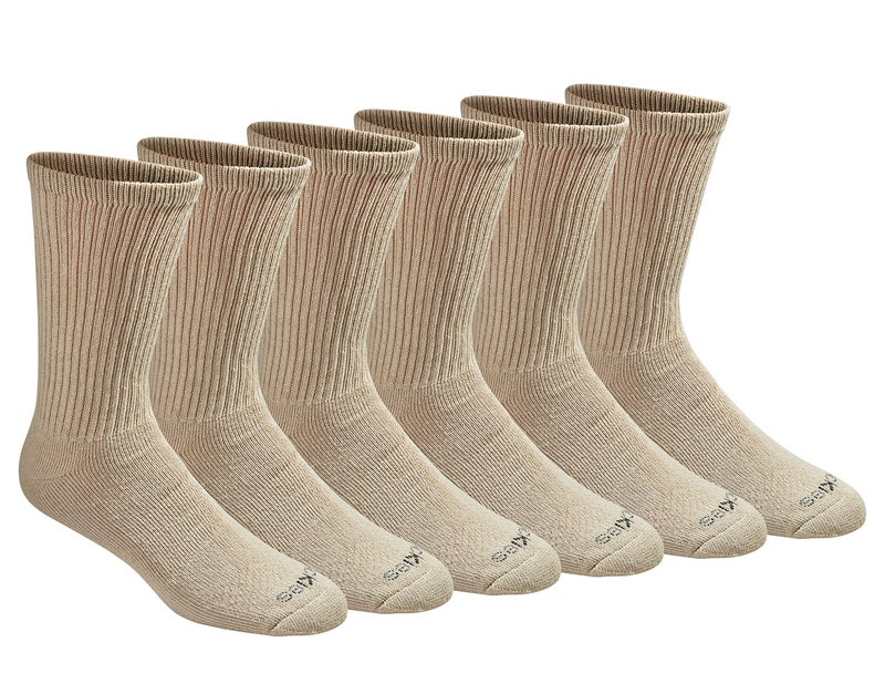 Dickies Men's Dri-Tech Essential Moisture Control Crew Socks Multipack, Essential Worker Khaki (6 Pairs), Large - Image 1