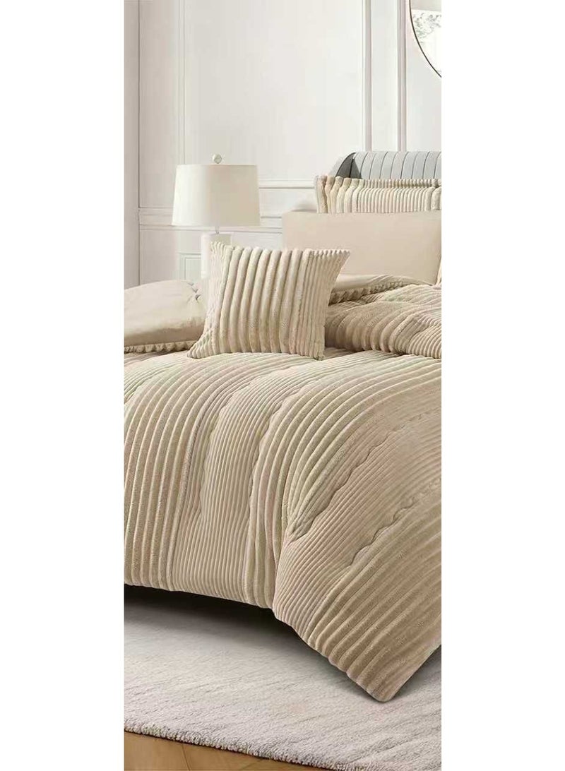 شي ديو ديو مفرش نفرين شتوي سادة من المخمل الناعم والفرو الفخم لمنحك الدفئ ويضيف الجمال والاناقة الى غرفتك مقاس 240*260سم - Image 3