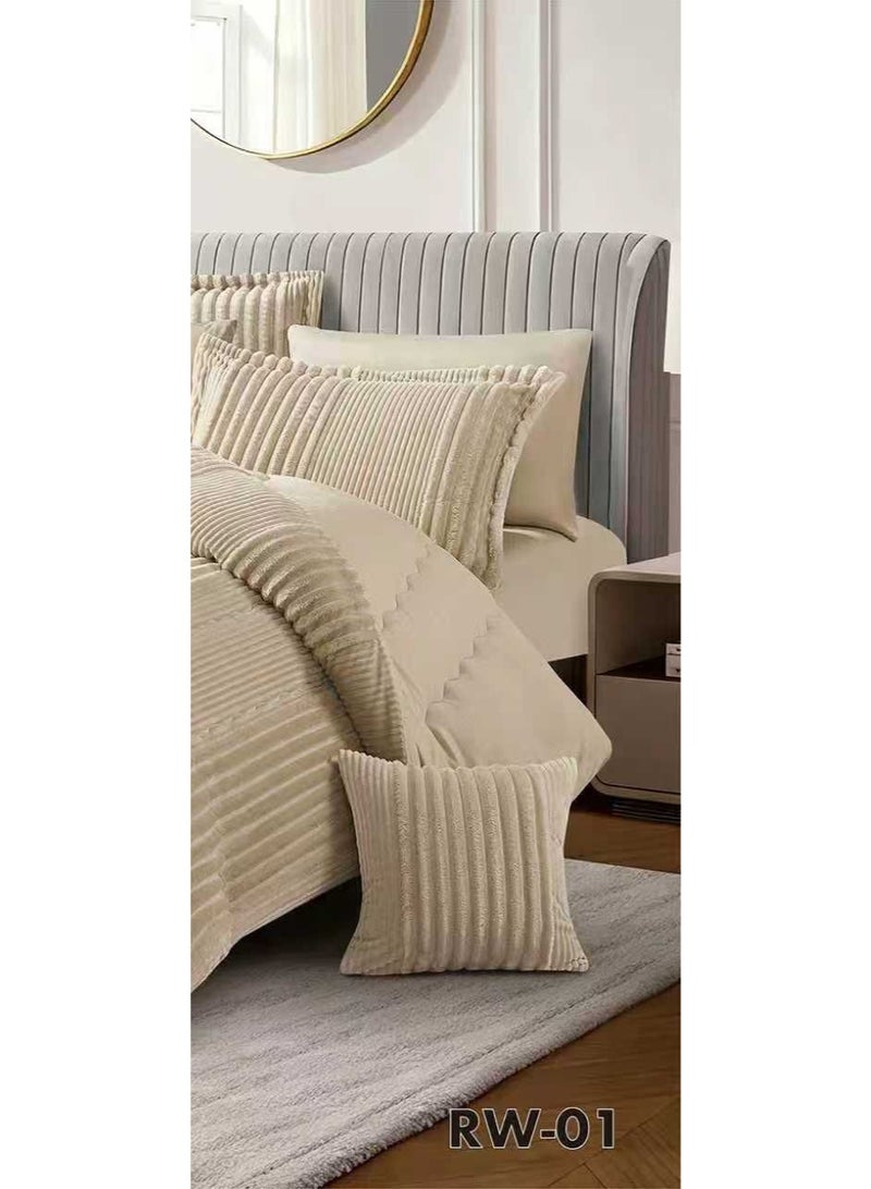 شي ديو ديو مفرش نفرين شتوي سادة من المخمل الناعم والفرو الفخم لمنحك الدفئ ويضيف الجمال والاناقة الى غرفتك مقاس 240*260سم - Image 4