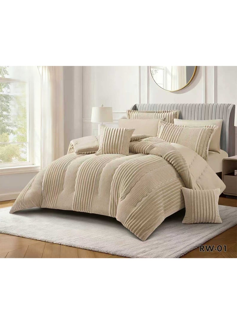 شي ديو ديو مفرش نفرين شتوي سادة من المخمل الناعم والفرو الفخم لمنحك الدفئ ويضيف الجمال والاناقة الى غرفتك مقاس 240*260سم - Image 1