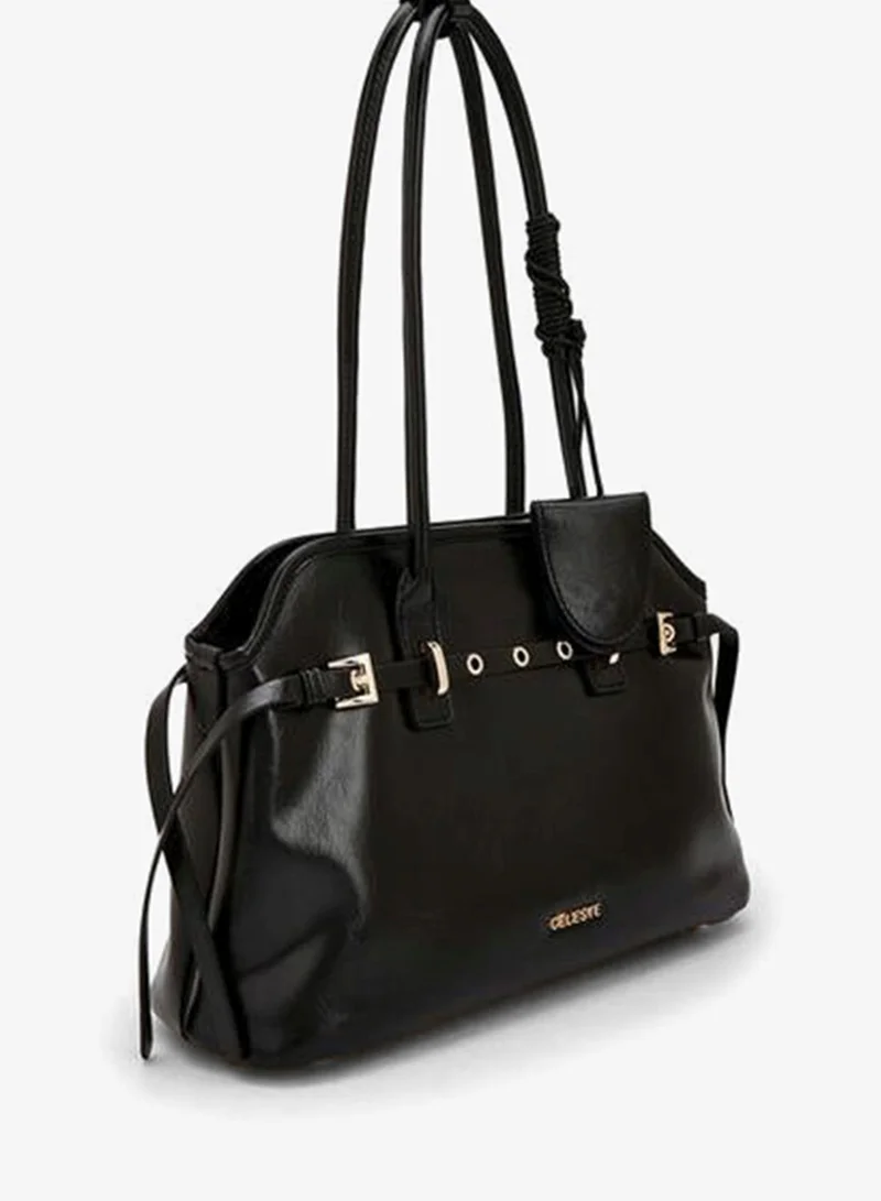 Celeste BLACK Textured Shoulder Bag With Double Handle for Women | Best Price UAE
