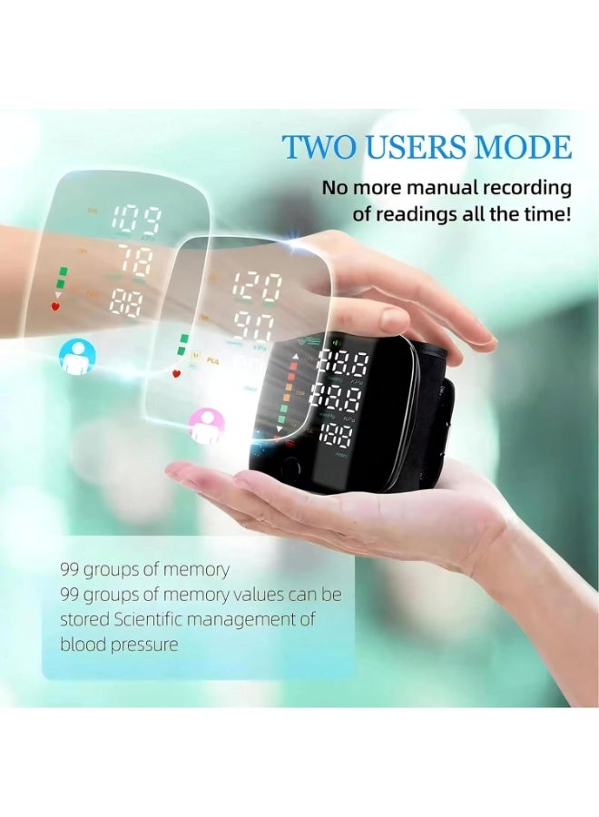 Kimaya Digital Wrist Blood Pressure Monitor with Adjustable Cuff Voice Function Large Display 2x99 Memory Readings Automatic BP Detector with Carrying Case - Image 5