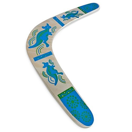 HOMEE Handmade Boomerang Kangaroo Australian Style Maneuver Dart Darts Outdoor Sports Wooden Throwing EquipmentSuit for Kids Over 6 and Adults The Best Flying Toy Color Blue - Image 1