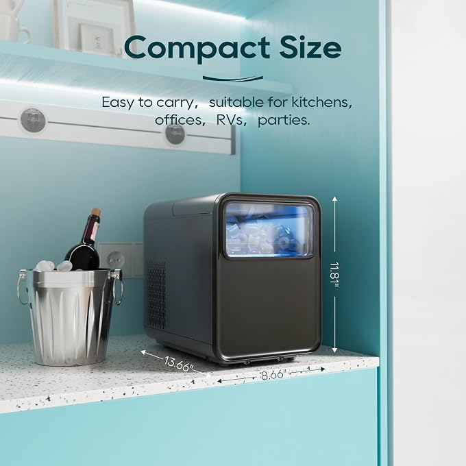 BREEZOME Ice Maker Countertop, 9 Ice Cubes in 6 mins, 26.5LBS /24H | 2 Sizes of Bullet Ice, Self-Cleaning, 1.5L Portable Ice Machine,with Basket and Scoop, Idea for Home Kitchen Party Camping RV - Image 2