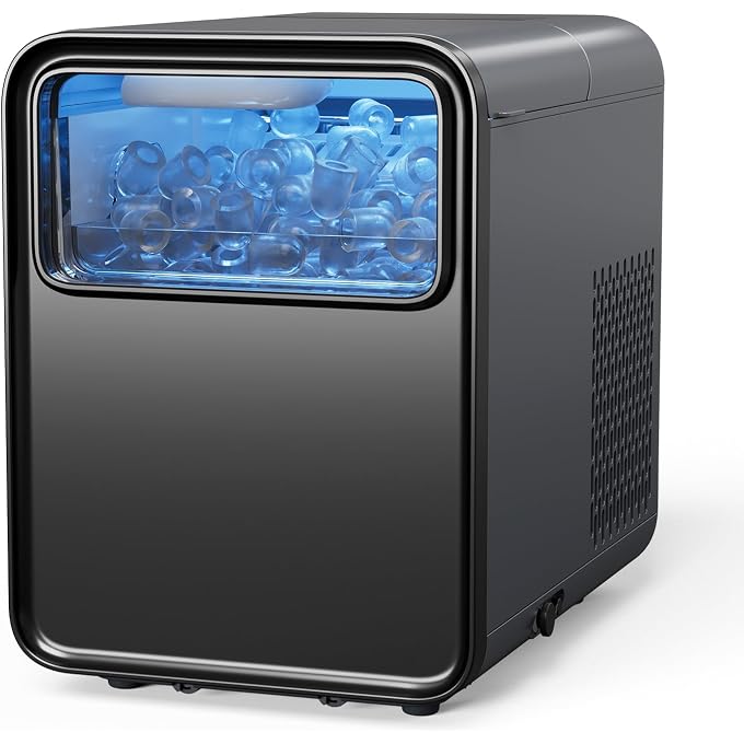BREEZOME Ice Maker Countertop, 9 Ice Cubes in 6 mins, 26.5LBS /24H | 2 Sizes of Bullet Ice, Self-Cleaning, 1.5L Portable Ice Machine,with Basket and Scoop, Idea for Home Kitchen Party Camping RV - Image 1