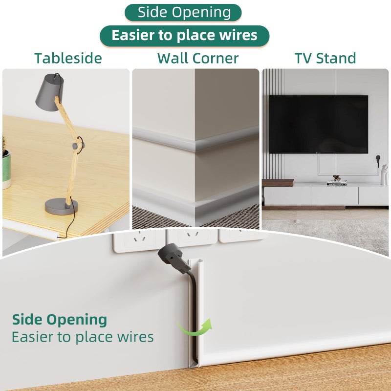 Vannesse Cord Hider Raceway Kit, 78 inch Wall Cable Hider for 1 Cable, Silicone Material Hiding Wall Mount TV Powers Cords in Home Office, W0.59 H0.39in White - Image 4