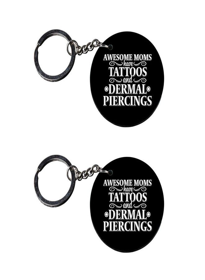 Tinywalk Set of 2 | Circle Shape Printed Wooden Keychains Tattoos | Circle Shape keyrings | Circle Shape Keychains| Printed keyrings - Image 1