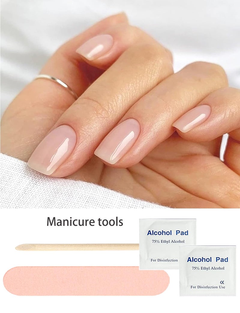 Wahrshei Semi Cured Gel Nail Strips, Natural Nails Color, Sheer Nude, Easy to Use and Remove, 20pcs Gel Nails Sticker for Home Nails DIY - Image 4