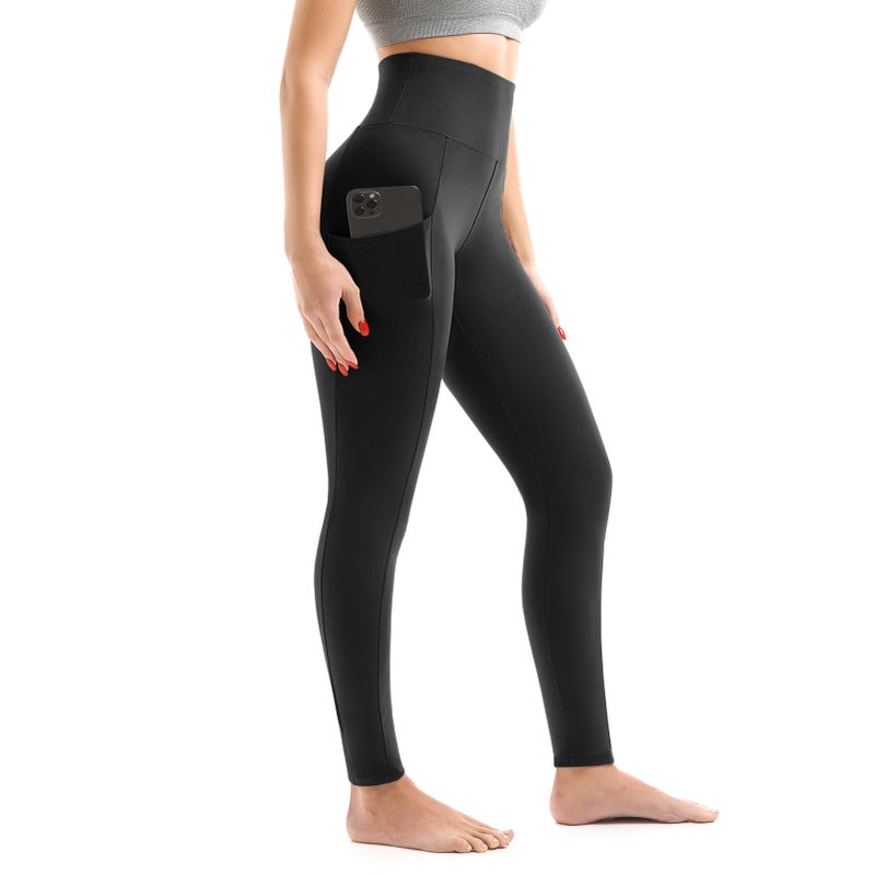 Walifrey Leggings with Pockets for Women, High Waisted Buttery Soft Womens Leggings for Gym Yoga Workout (Black XXL) - Image 1