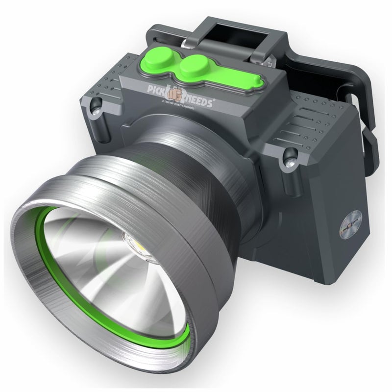 Pick Ur Needs Chargeable Head Lamp with 3 Type LED Metal Body 200W Laser 3600 mAh Long Battery 5 hrs Torch Emergency Light (Silver) - Image 1