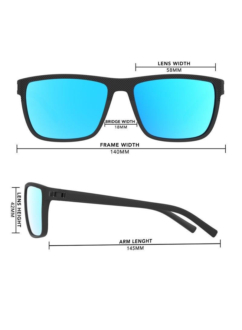 Polarized Sport Sunglasses Unisex, Carbon Texture Frame, UV400 Driving,ice blue mirror coating - Image 5