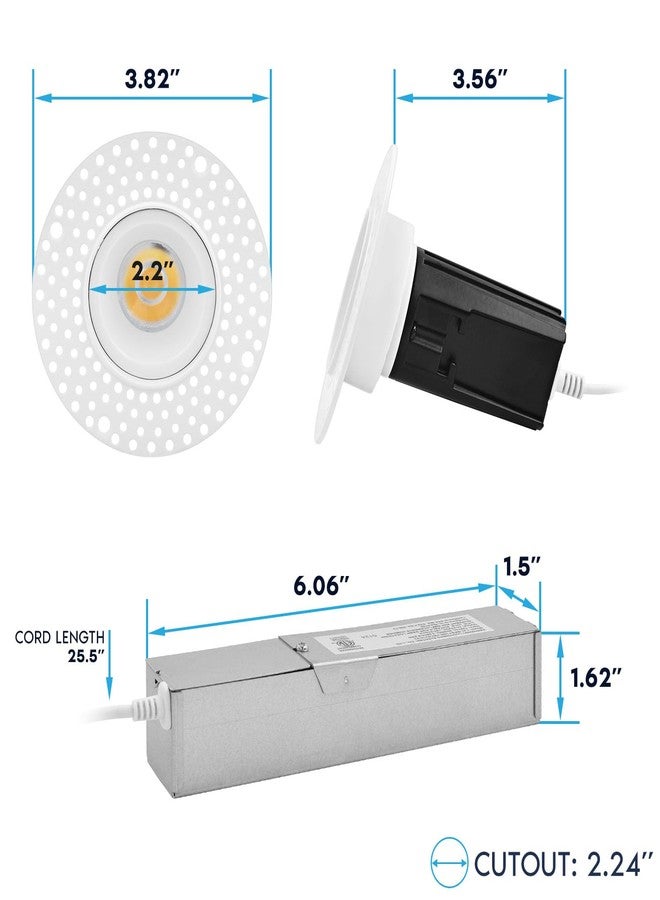 LUXRITE 1 Inch LED Trimless Recessed Lighting with Junction Box, 5CCT 2700K 3000K 3500K 4000K 5000K, 7W, 550LM, Plaster Downlight, Wet Rated, IC Rated, Dimmable, Narrow Spotlight, ETL Listed - Image 5