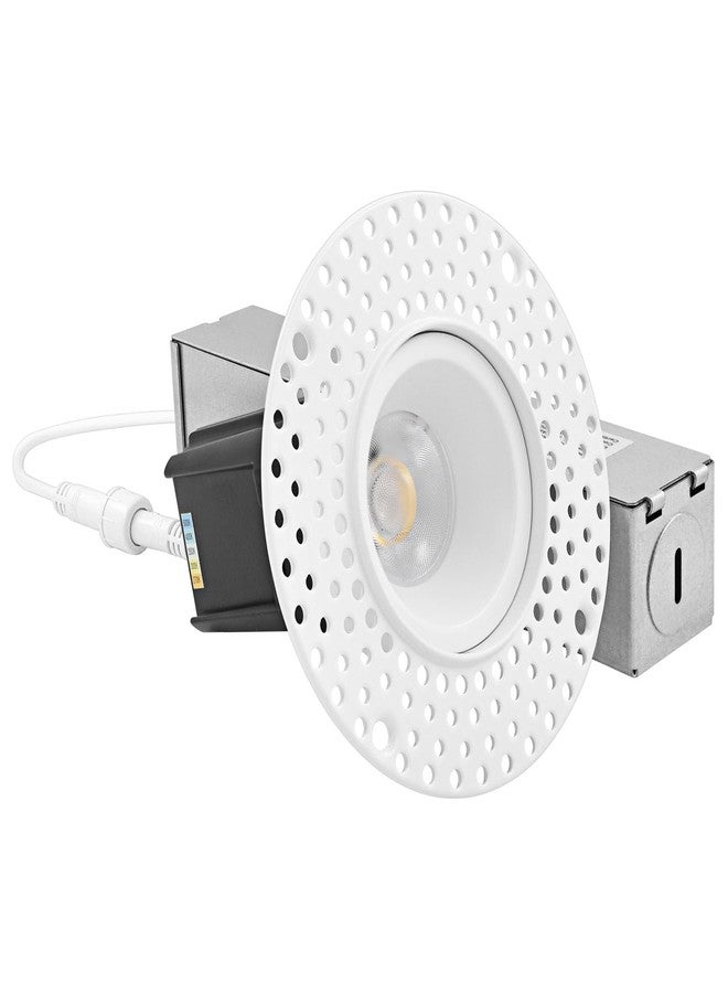 LUXRITE 1 Inch LED Trimless Recessed Lighting with Junction Box, 5CCT 2700K 3000K 3500K 4000K 5000K, 7W, 550LM, Plaster Downlight, Wet Rated, IC Rated, Dimmable, Narrow Spotlight, ETL Listed - Image 1