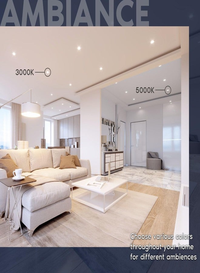 LUXRITE 1 Inch LED Trimless Recessed Lighting with Junction Box, 5CCT 2700K 3000K 3500K 4000K 5000K, 7W, 550LM, Plaster Downlight, Wet Rated, IC Rated, Dimmable, Narrow Spotlight, ETL Listed - Image 4