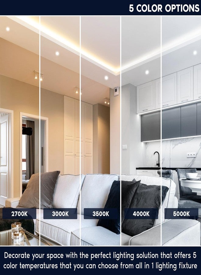 LUXRITE 1 Inch LED Trimless Recessed Lighting with Junction Box, 5CCT 2700K 3000K 3500K 4000K 5000K, 7W, 550LM, Plaster Downlight, Wet Rated, IC Rated, Dimmable, Narrow Spotlight, ETL Listed - Image 2