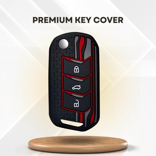 KEYCEPT Tristar Silicone Key Cover for Mahindra Scorpio N, 3XO, XUV 300, Marazzo, XUV 700, XUV 400, Bolero, Thar Roxx, TUV 300, EV 3 Button Flip Key Cover with Keychain. (Keychain 5, Black) - Image 5