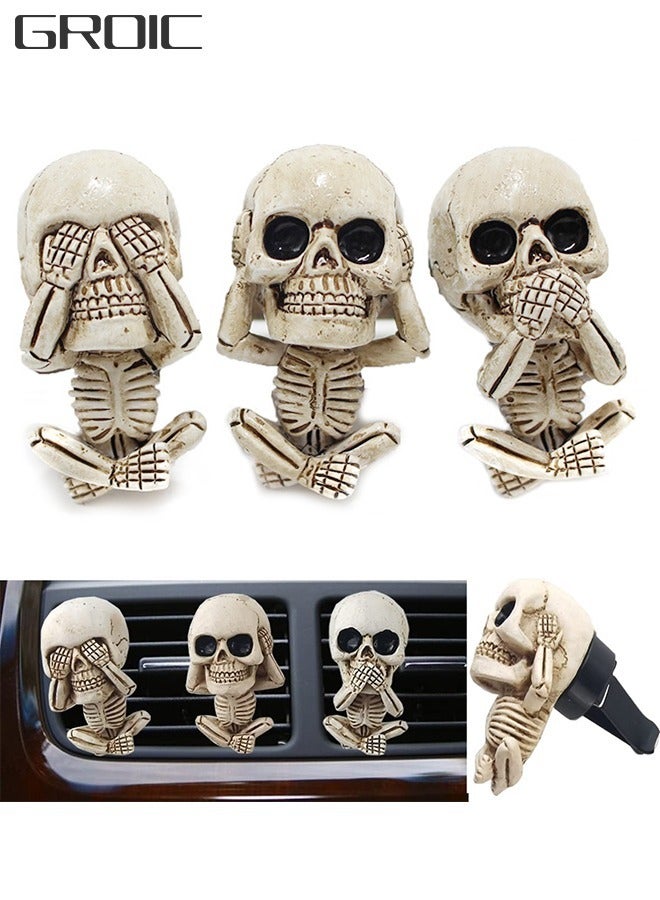 GROIC 3 Packs Car Air Freshener Clips,Car aromatherapy,Skull Car Accessories,Car Vent Decoration, Skull Car Interior Accessories,Creative Vehicle Supplies - Image 1