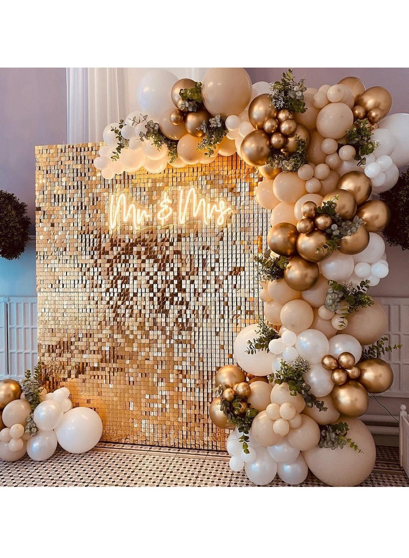 خلفية حائط لامعة، 24 قطعة من لوحات تزيين خلفية لامعة من الترتر بألوان قوس قزح، خلفيات صور لحفلات استقبال المولود الجديد وحفلات حورية البحر وحفلات أعياد الميلاد والذكرى السنوية وحفلات الزفاف (لون الشمبانيا) - Image 1