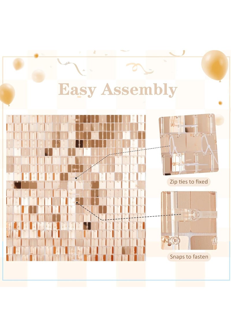 خلفية حائط لامعة، 24 قطعة من لوحات تزيين خلفية لامعة من الترتر بألوان قوس قزح، خلفيات صور لحفلات استقبال المولود الجديد وحفلات حورية البحر وحفلات أعياد الميلاد والذكرى السنوية وحفلات الزفاف (لون الشمبانيا) - Image 4