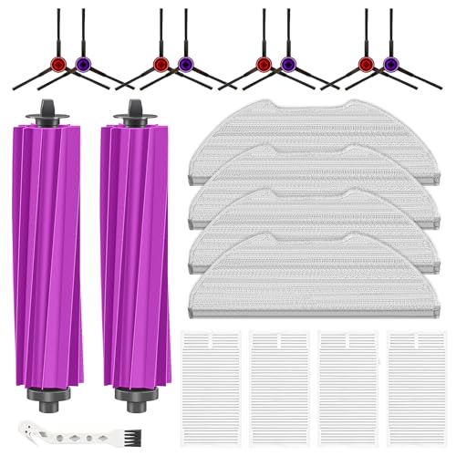 Fenkabs 19 Packs Replacement Parts for Eureka E20 Plus Robot Vacuum Cleaner 2 Rubber Brush 8 EdgeSweeping Brushes 4 Hepa Filters 4 Mop Pads 1 Cleaning Brush Accessories Kit - Image 1