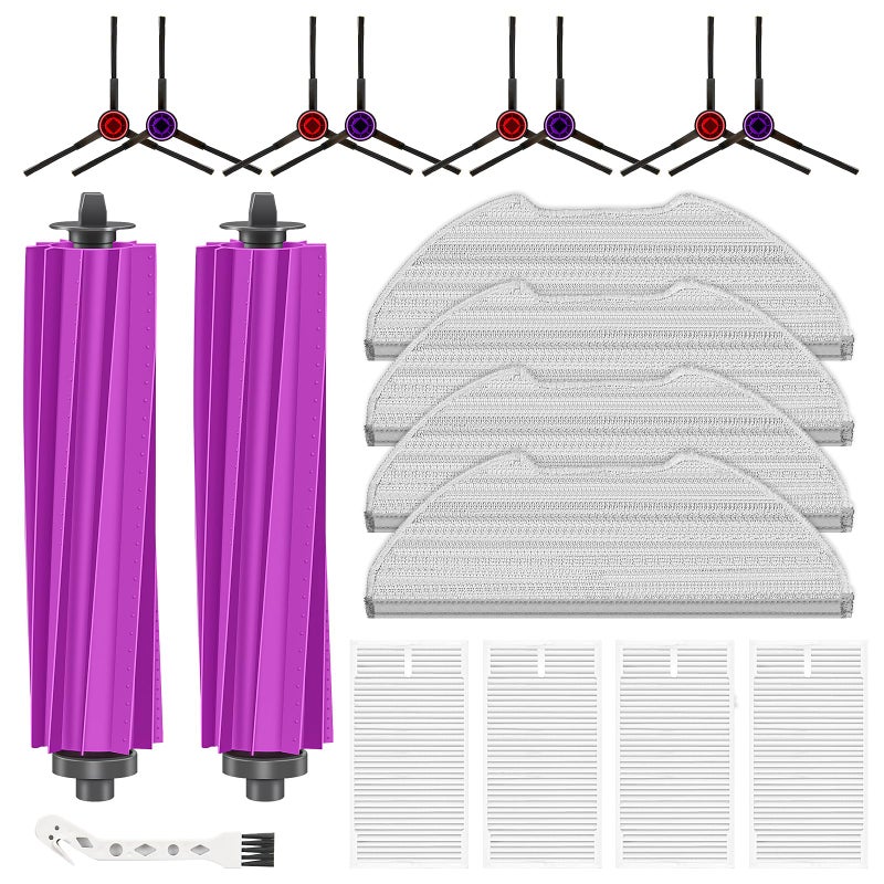 Fenkabs 19 Packs Replacement Parts for Eureka E20 Plus Robot Vacuum Cleaner 2 Rubber Brush 8 EdgeSweeping Brushes 4 Hepa Filters 4 Mop Pads 1 Cleaning Brush Accessories Kit - Image 2