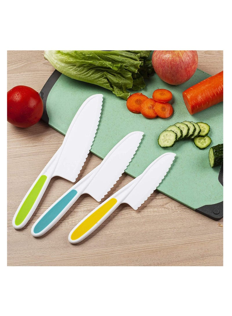 Excefore 8 Pieces Kids Kitchen Knife Set Plastic Knife - Kids Chef Nylon Knives Children's Safe Cooking for Fruit, Bread, Cake, Salad, Lettuce Knife - Image 3